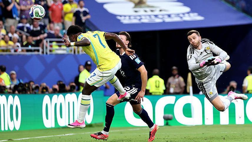 Watch: Vinicius Jr heads in Brazils second as Scotlands World Cup hopes falter