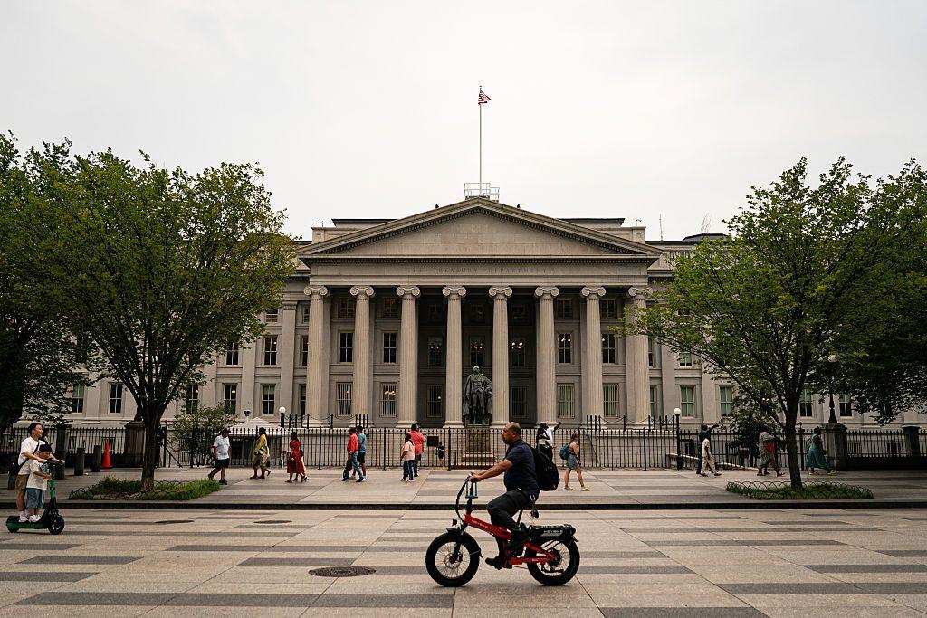 O edif&iacute;cio do Tesouro dos EUA em Washington, D.C.