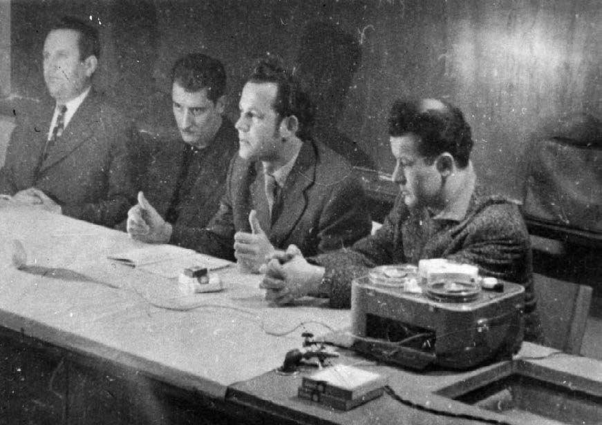 Miljković (drugi s leva) na književnoj večeri u Zagrebu 1959. godine 