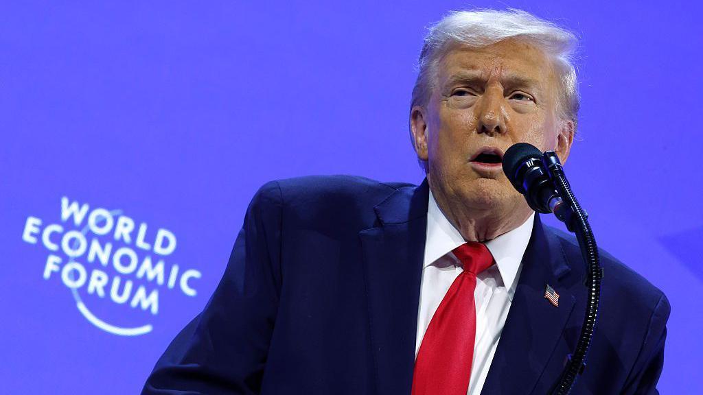 Donald Trump no F&oacute;rum Econ&ocirc;mico Mundial em Davos, na Su&iacute;&ccedil;a