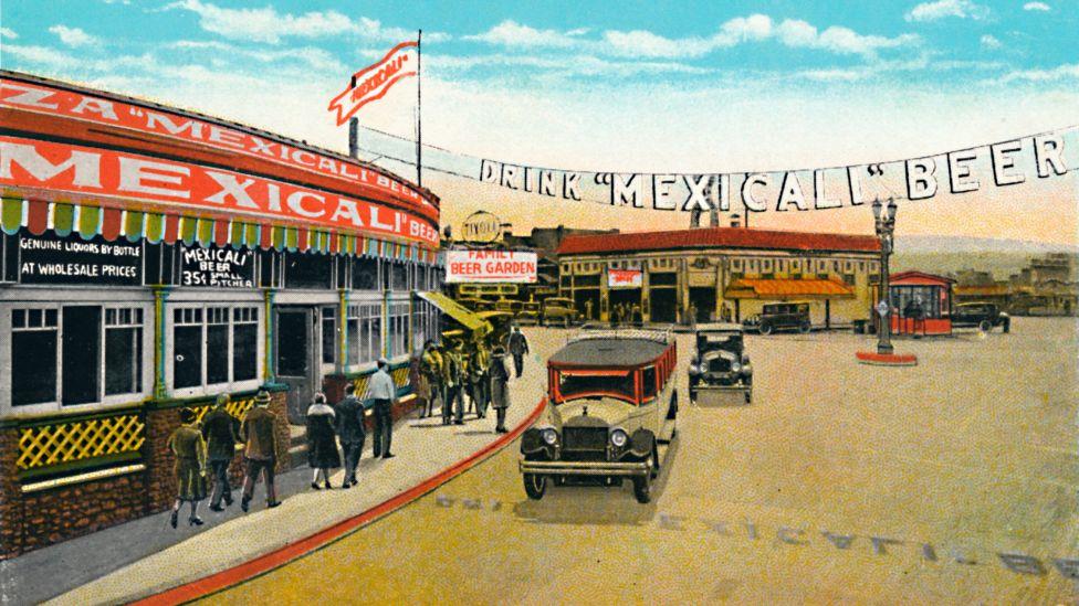 Tijuana, Mexico, en los años 20. Ilustración.