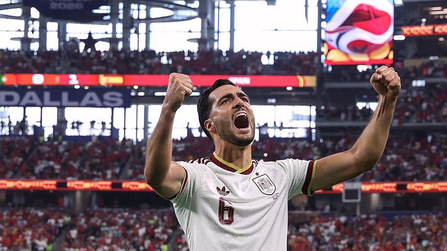 Watch as substitute Merino gives Spain late lead against Portugal