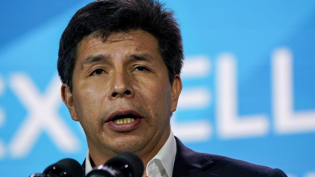 Pedro Castillo, expresidente de Perú, interviene durante la Cumbre de Directores Ejecutivos de las Américas.
