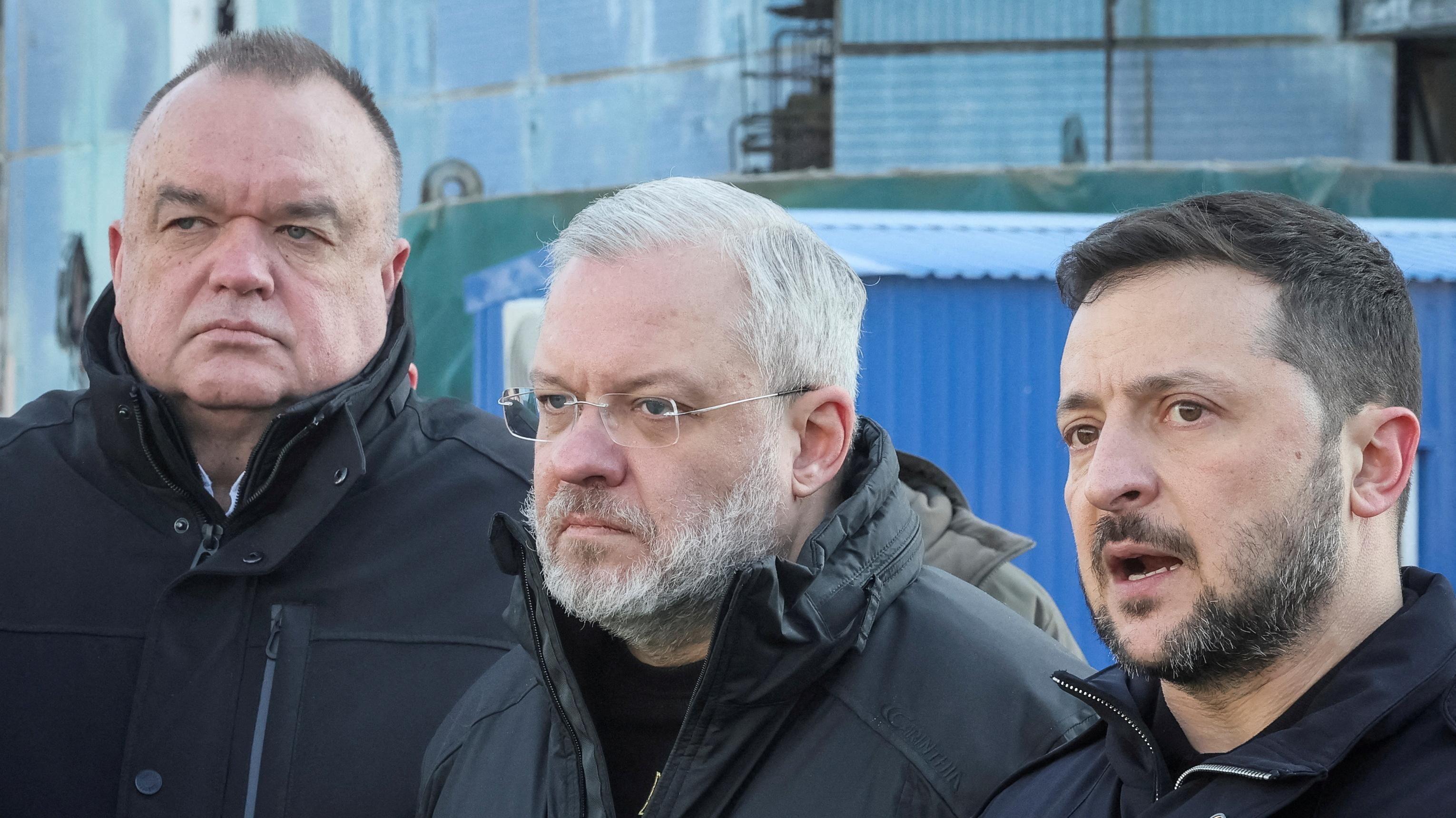 Bivši šef ukrajinske državne kompanije za nuklearnu energiju Energoatom Petro Kotin, dosadašnji ministar pravde German Haluščenko i predsednik Ukrajine Vladimir Zelenski