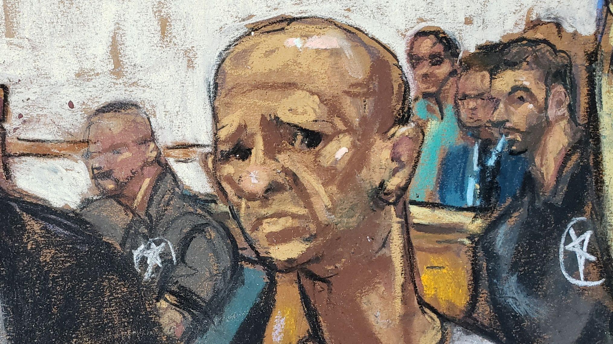 Ilustración de Hugo Carvajal durante su juicio en EE.UU.