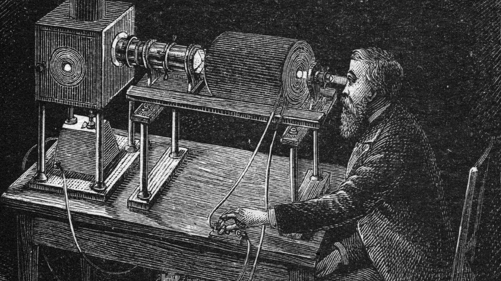 Ilustración de Maxwell investigando magnetismo y luz.
