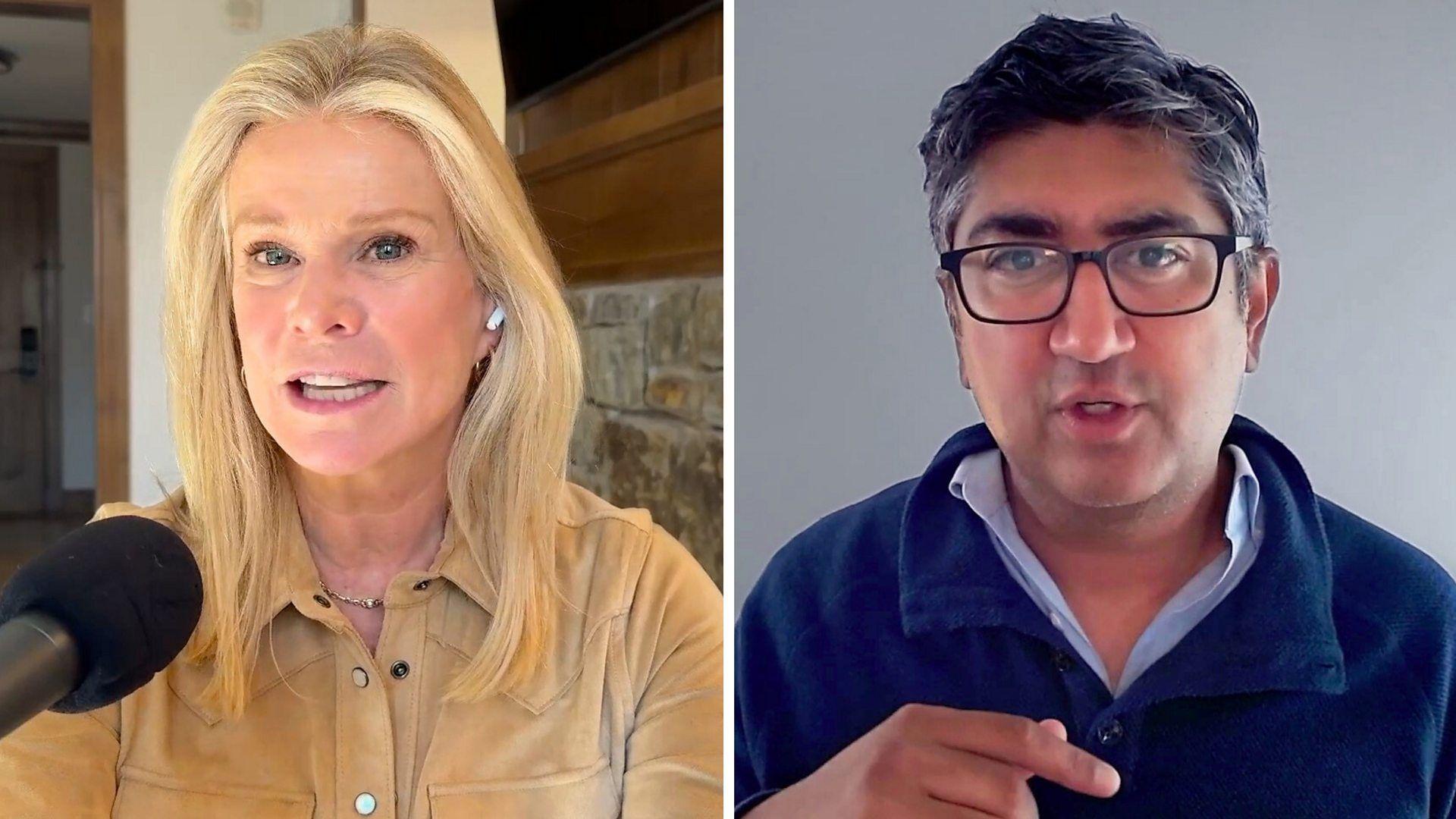 凱蒂·凱（Katty Kay，左）與領英首席經濟機會總監阿尼許·拉曼（Aneesh Raman，右）