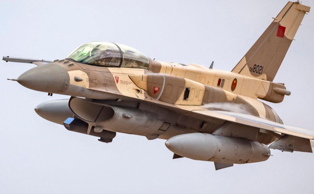 Caza F-16 de fabricación estadounidense de la Real Fuerza Aérea de Marruecos