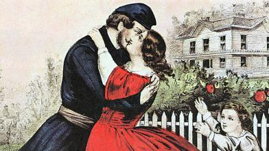 Retrato de soldado americano voltando para casa ap&oacute;s a guerra civil, em 1865