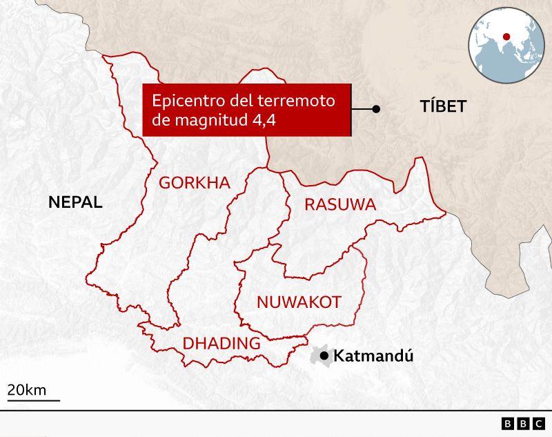 Mapa de la zona de la tragedia en Nepal