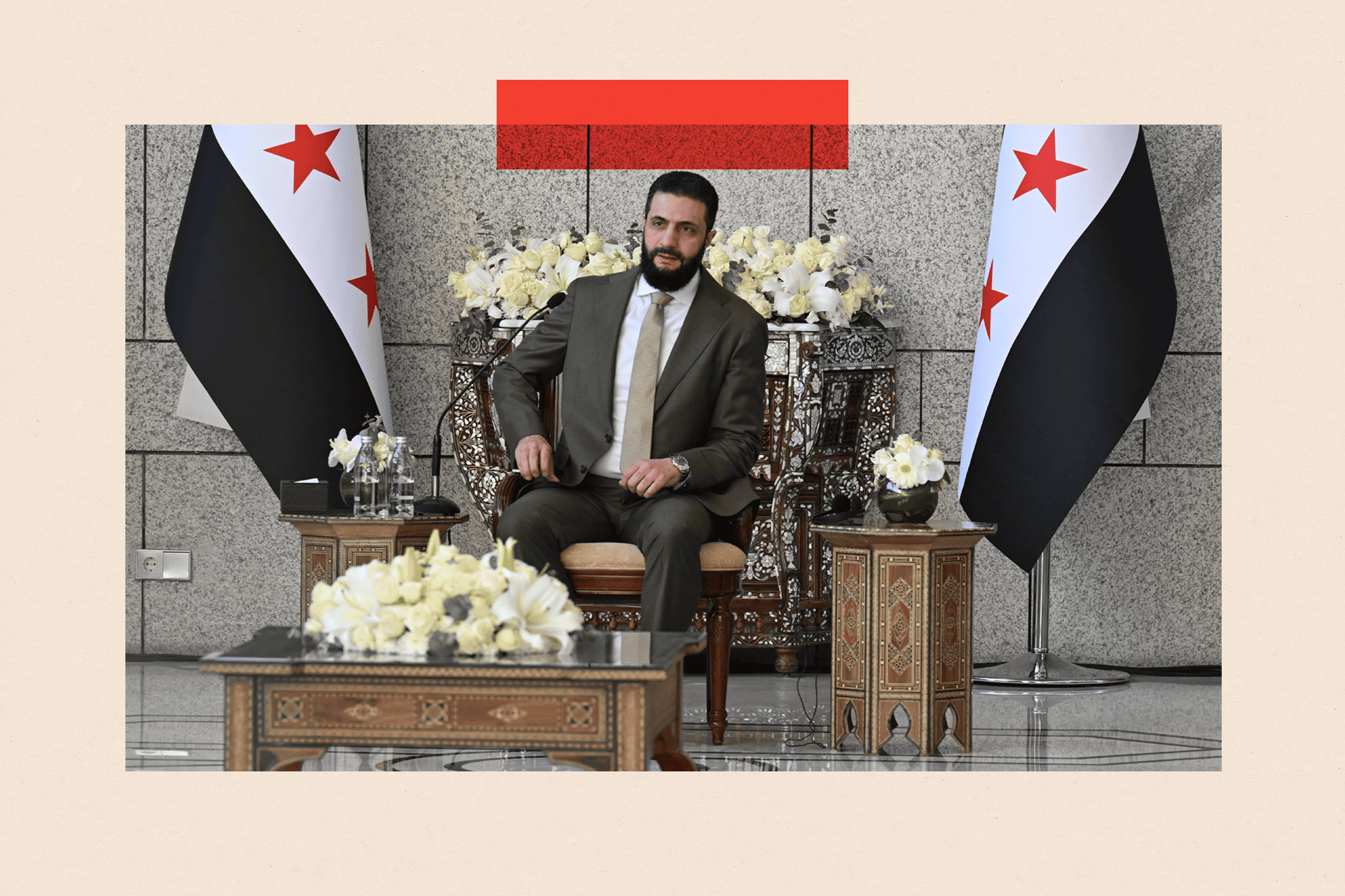 Syrian President Ahmed al-Sharaaattends a reception with United Nations Security Council delegation at the Presidential Palace in Damascus on December 4, 2025