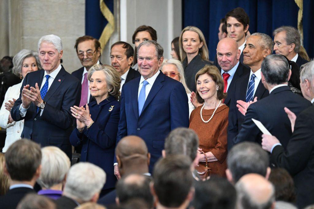 Expresidentes y sus esposas en la investidura de Donald Trump