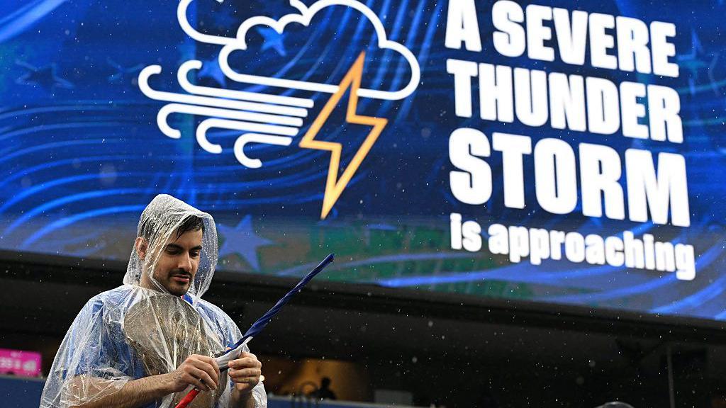 Match delayed because of severe weather as France lead Iraq