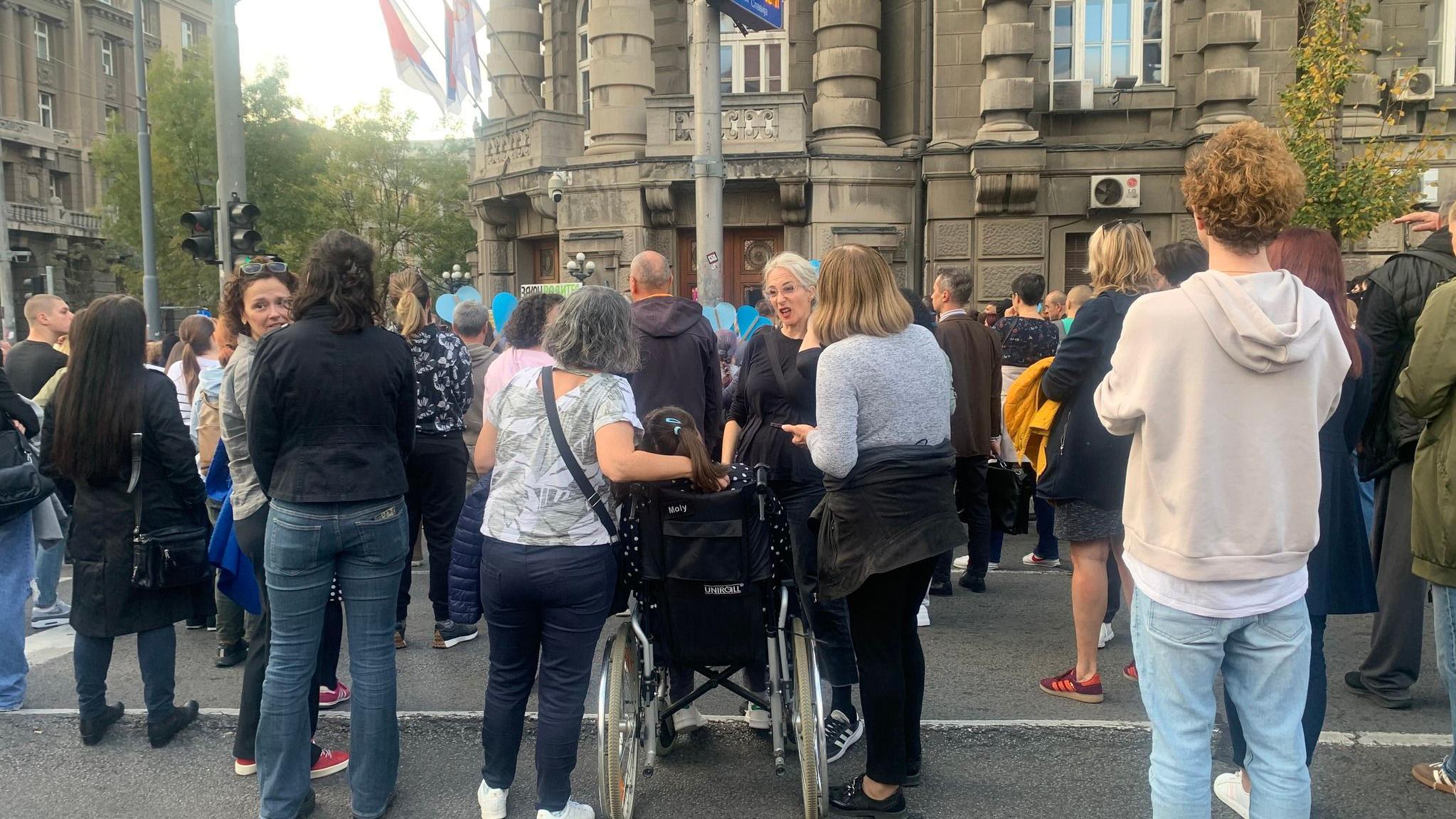 sa protesta ispred Vlade Srbije u oktobru 2025. 