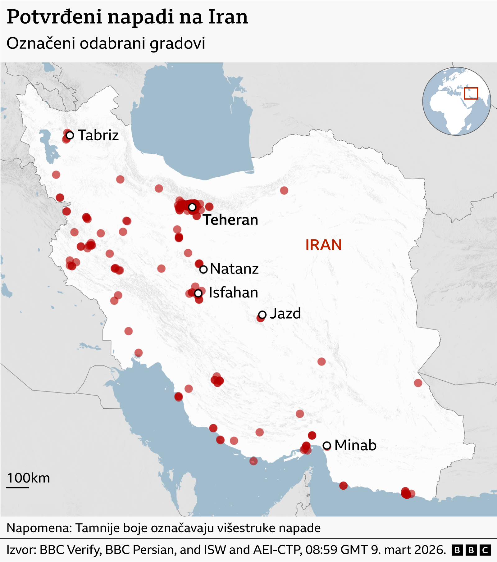 napadi na gradove u Iranu