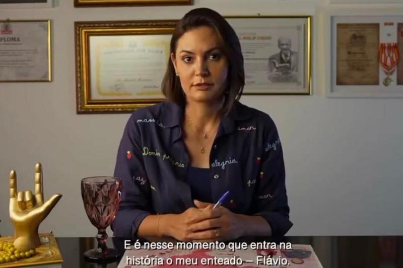 Michelle Bolsonaro em v&iacute;deo postado nas redes sociais 