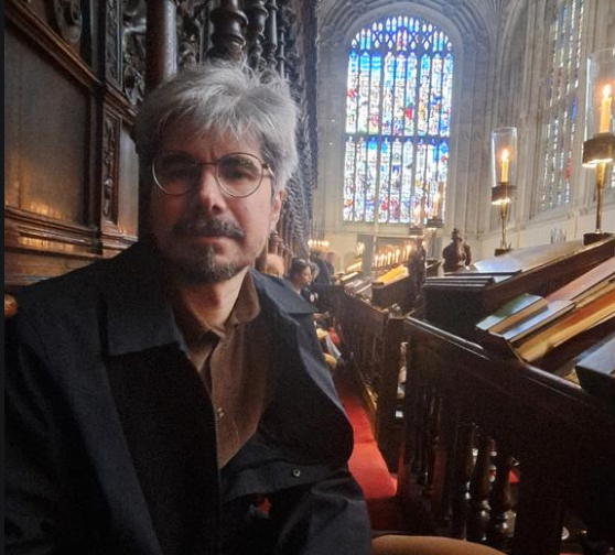 Pesquisador Bernardo Gon&ccedil;alves na Catedral do King's College, Universidade de Cambridge