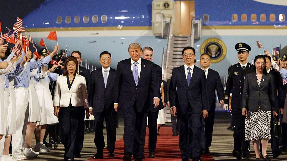 Trump a su llegada a China.