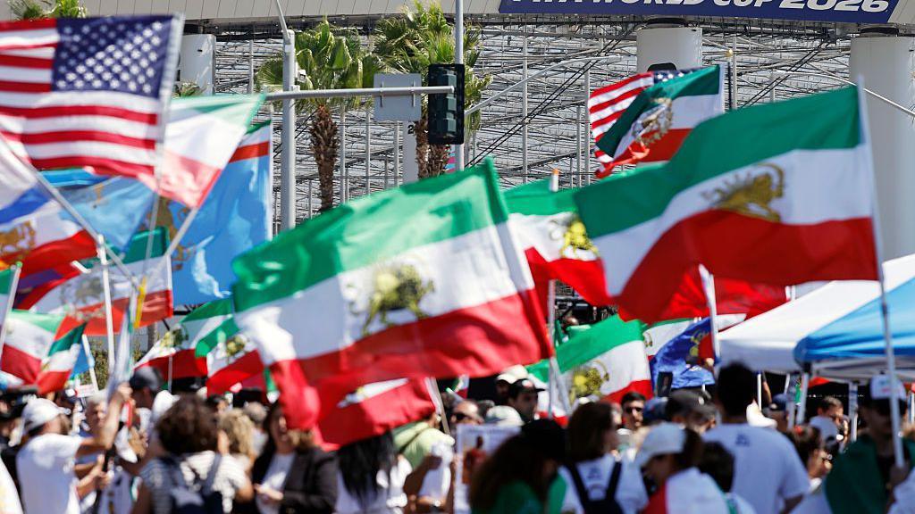 Iranians protest at stadium before World Cup game with New Zealand