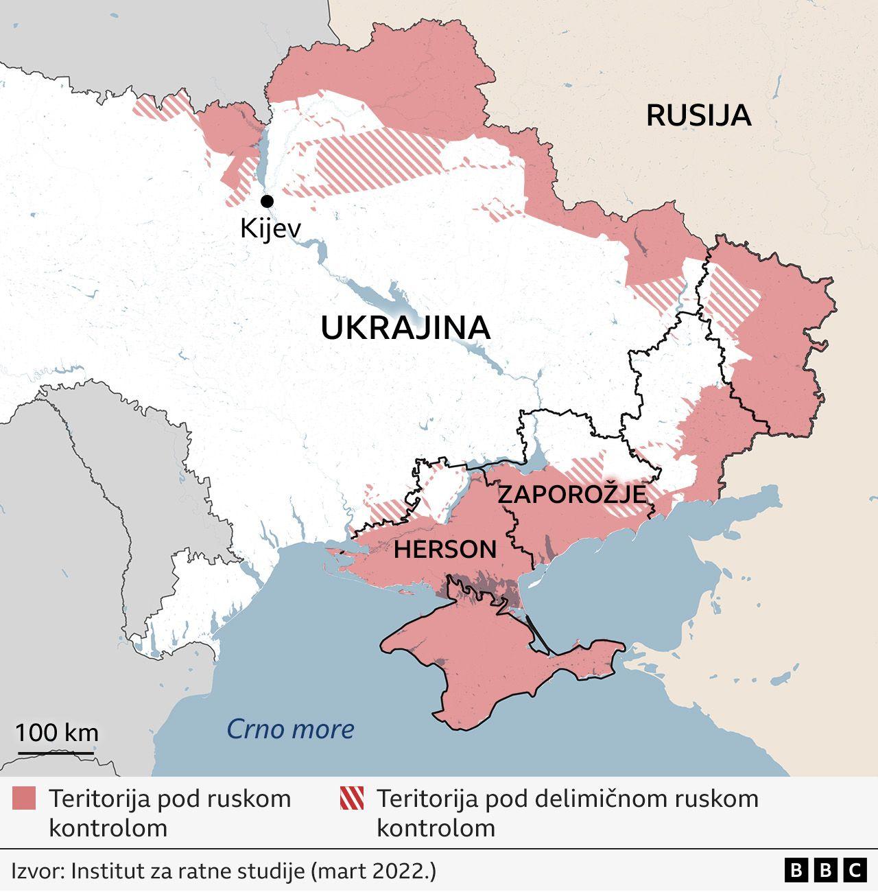 mapa ukrajine posle mesec dana rata