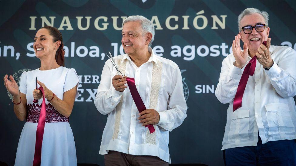 Rubén Rocha Moya, Sheinbaum y  AMLO. 