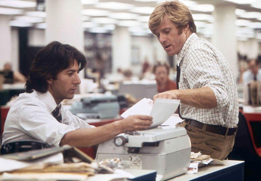 Junto a Dustin Hoffman interpretando a los periodistas que investigaron el caso Watergate.