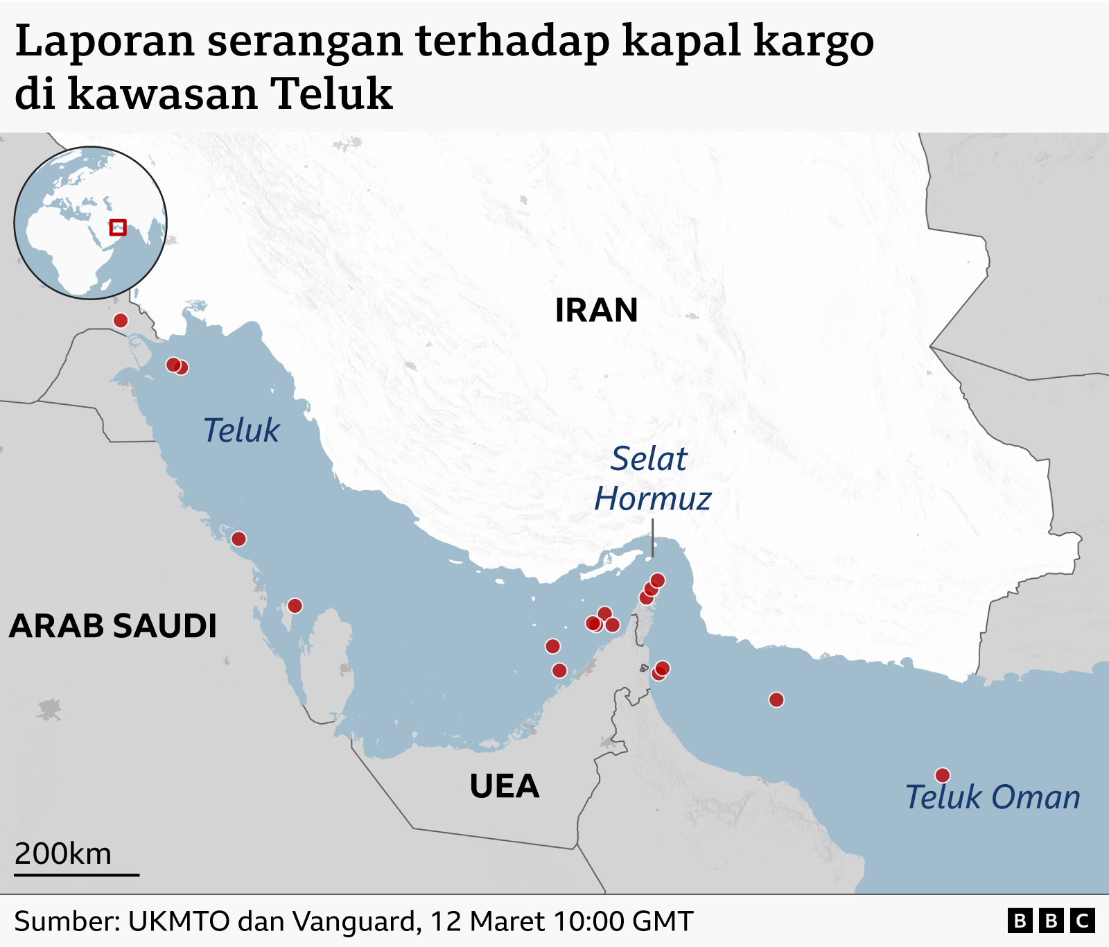Laporan serangan di Selat Hormuz