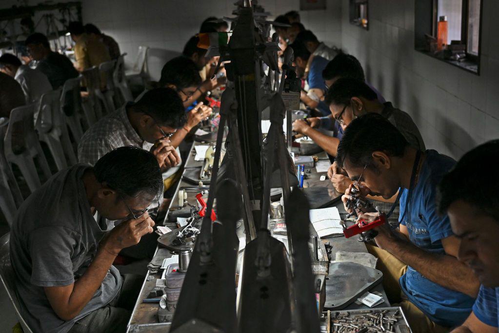 Diamond factory workers in Surat in western India
