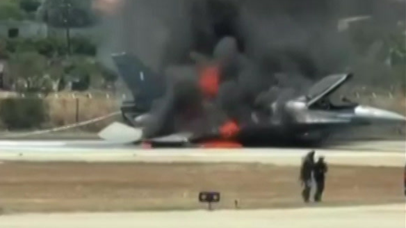 Greek F-16 fighter jet crash-lands at busy Zakynthos airport