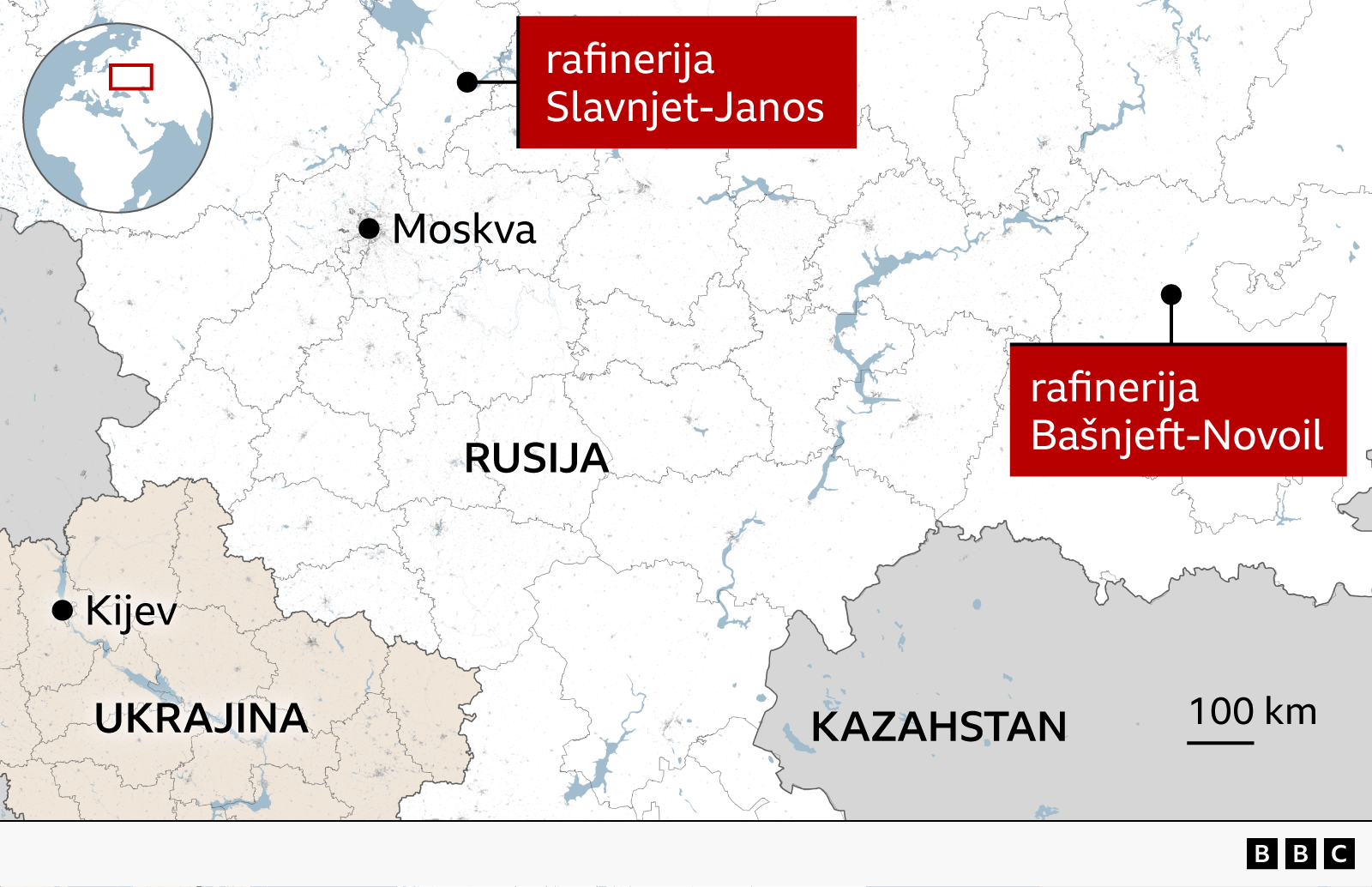 mapa jaroslavlja i pogođenih rafinerija