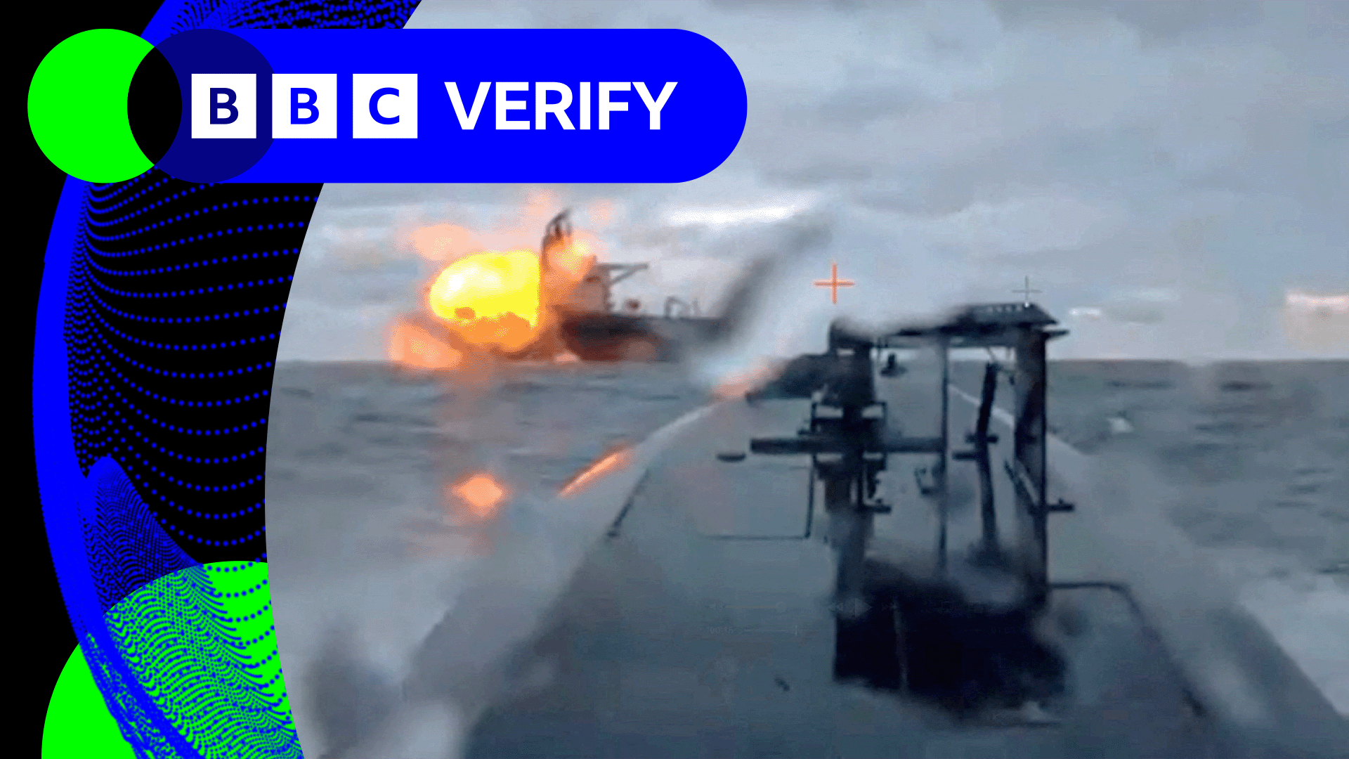 Verified video shows Ukrainian sea drone attack set ship ablaze in Black Sea