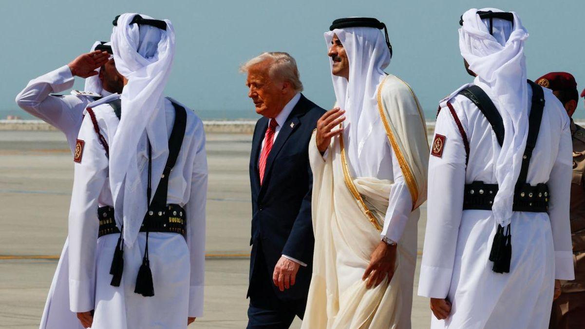 Trump arrives in Qatar after meeting 'attractive, tough' Syrian president in Riyadh