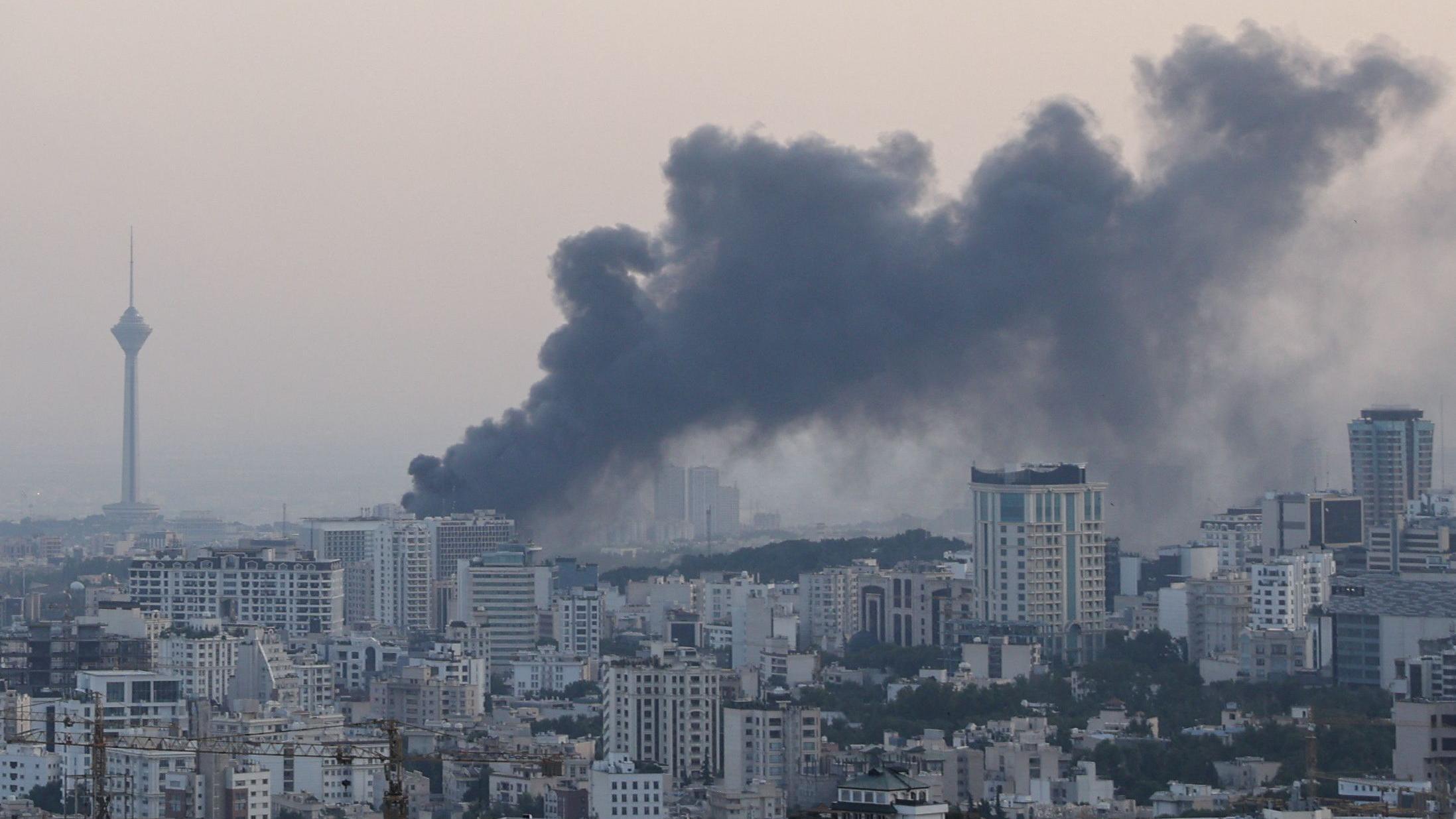 Smoke rises following an Israeli attack on the IRIB building, the country's state broadcaster, in Tehran, Iran, June 16, 2025.