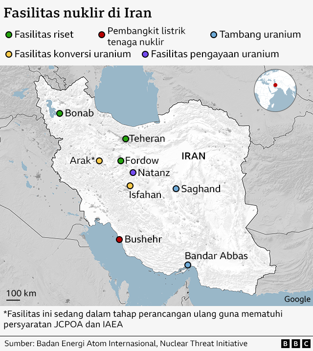 Lokasi fasilitas nuklir Iran