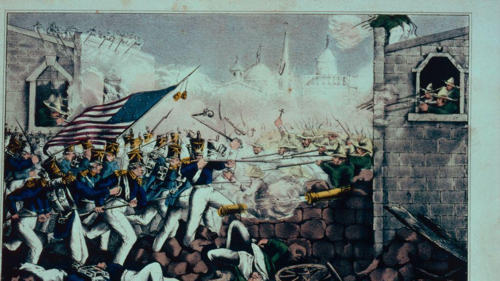 Una ilustración de un combate entre tropas de EE.UU. y México