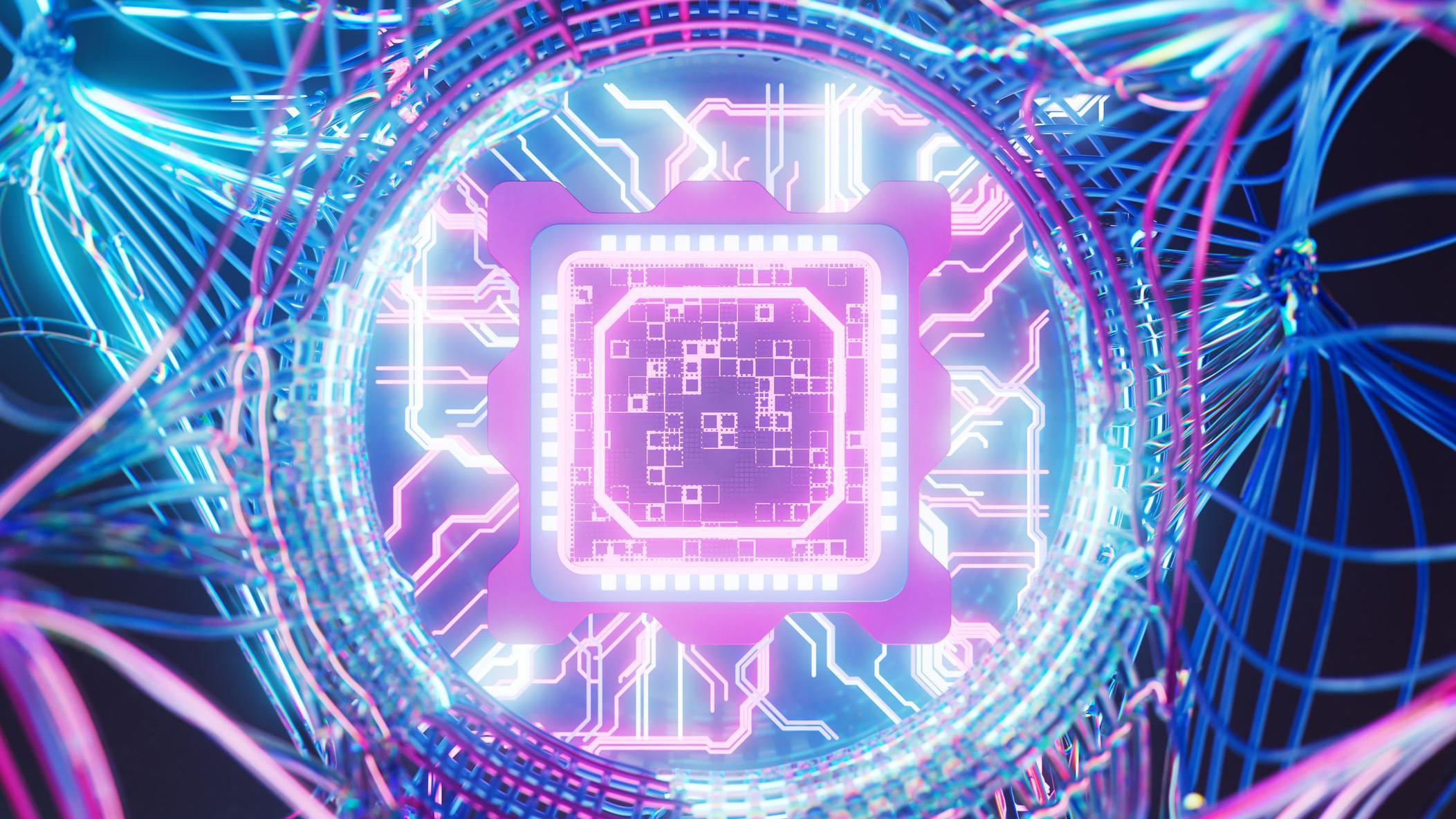 Una unidad de procesamiento de inteligencia artificial futurista con  transferencia rápida de bits y datos - 