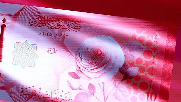الوردة الشامية على فئة العشر الليرات من العملة الجديدة في سوريا