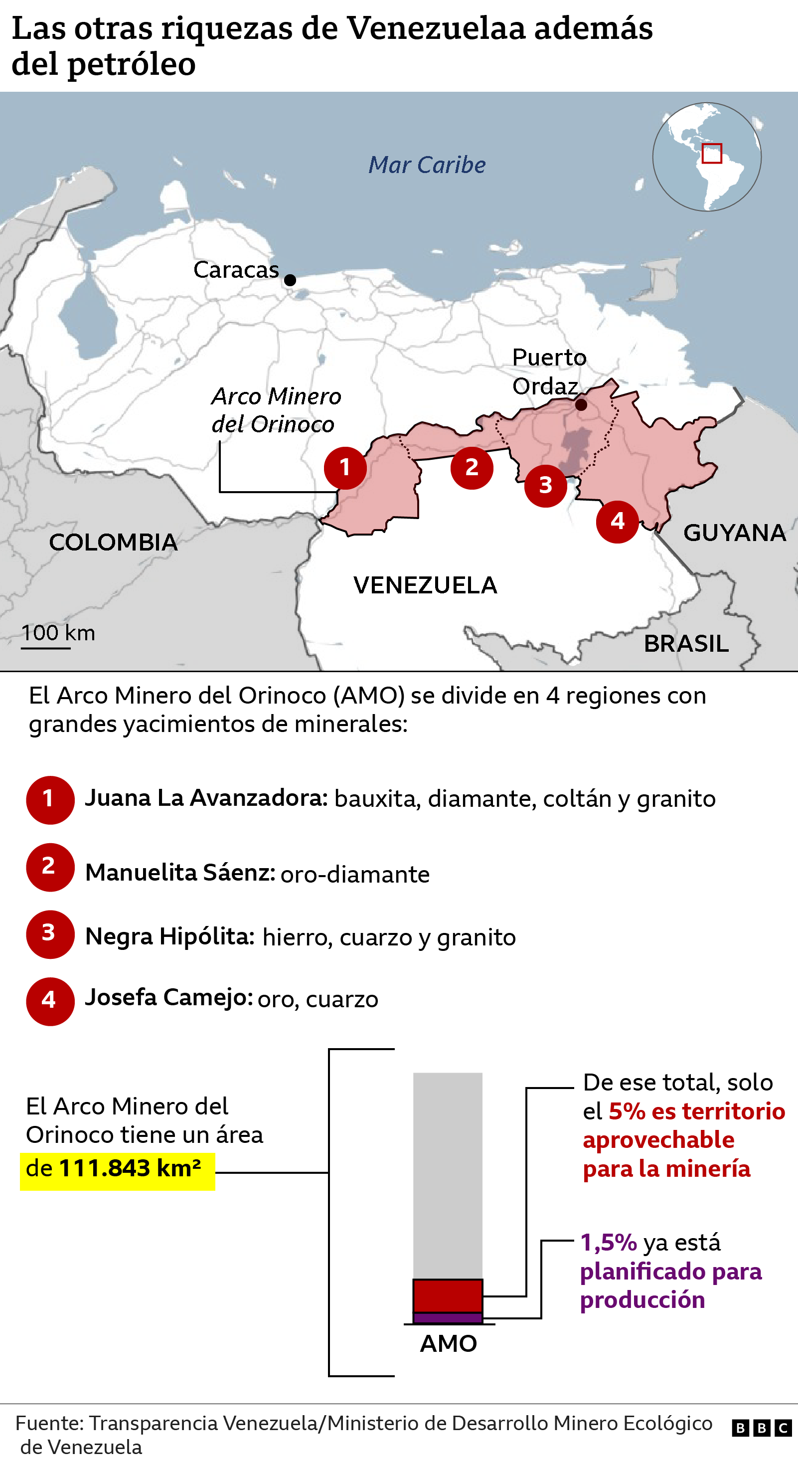 Mapa de Venezuela que muestra dónde están las riquezas del país