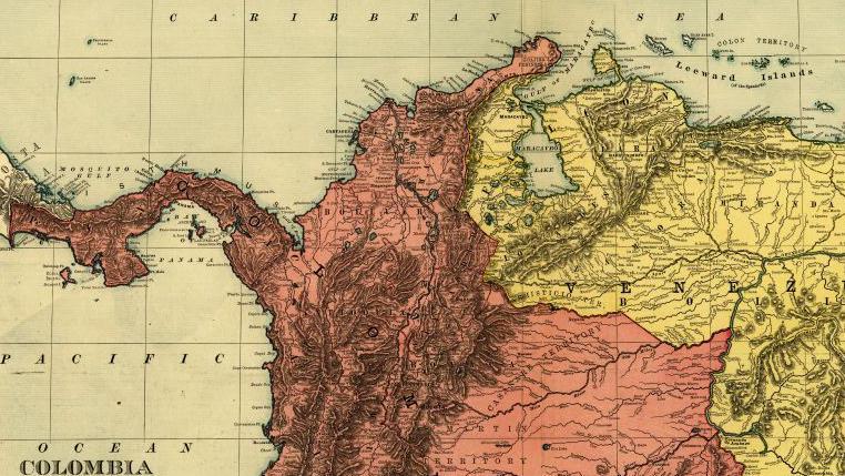 Mapa que muestra a Panamá como parte de Colombia
