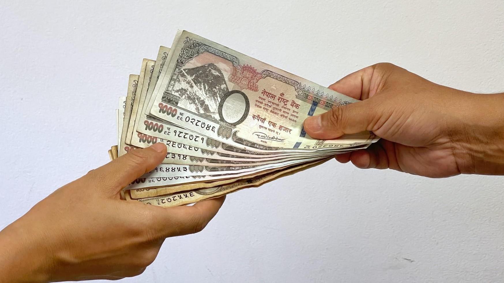 A close up of a Nepalese bank notes