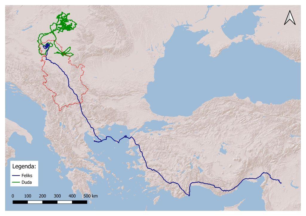 Uporedna mapa kretanja mladih krstaša Dude i Feliksa