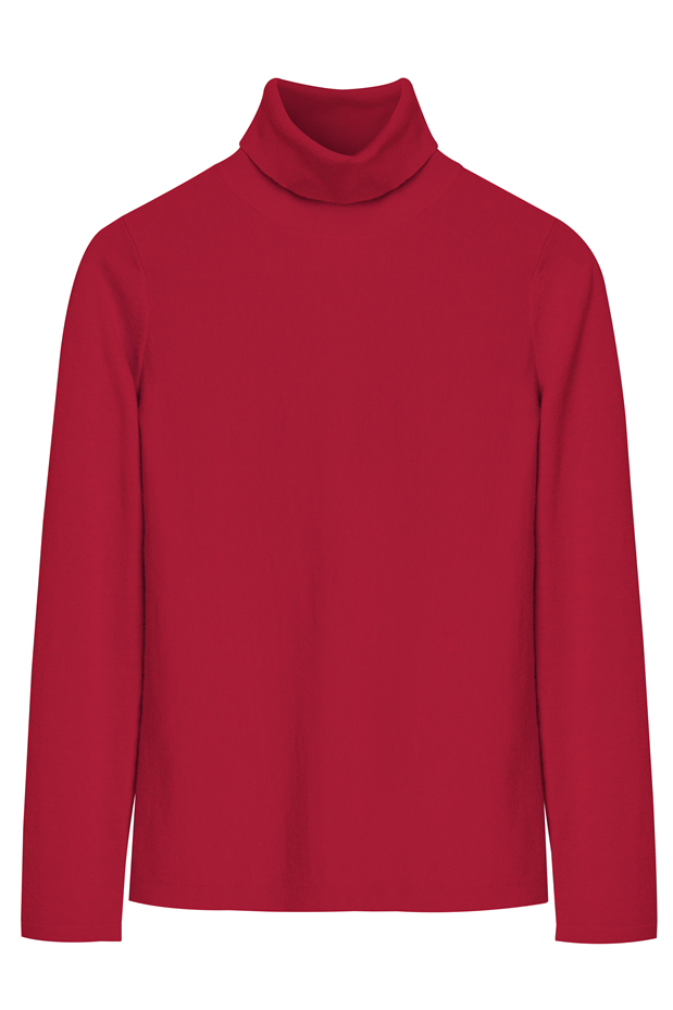 Casaco vermelho com gola alta