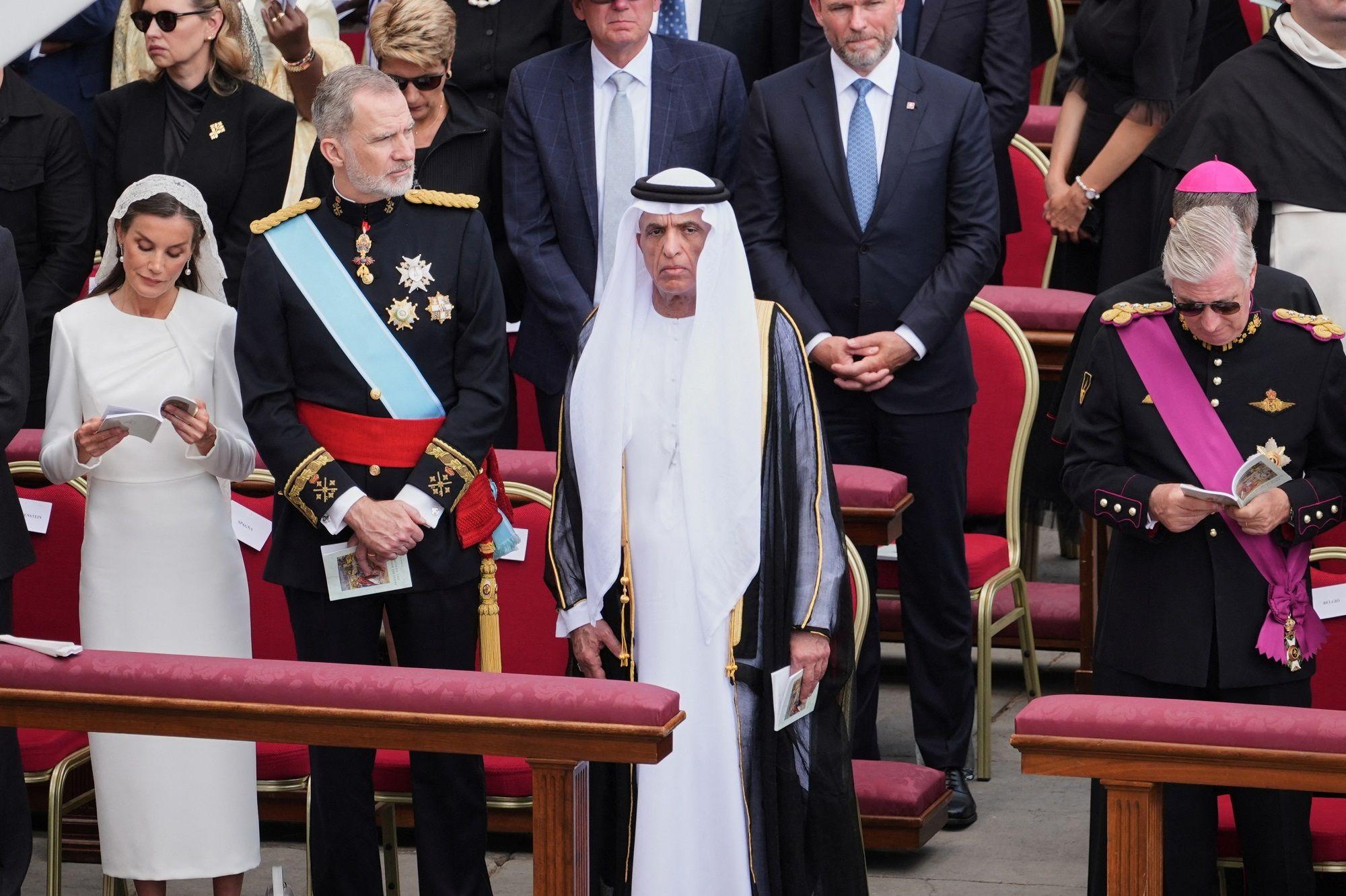 Španska kraljica Leticija, španski kralj Felipe VI, šeik Saud bin Sakr el Kasimi iz Ujedinjenih Arapskih Emirata i belgijski kralj Filip