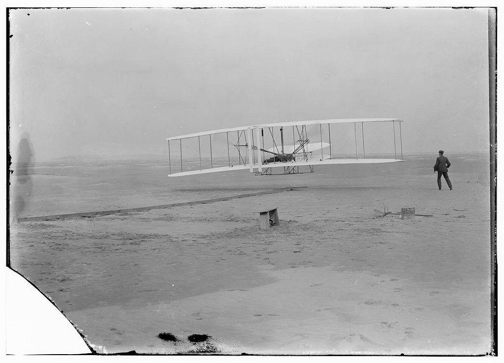 Image of the Flyer's first attempted flight on December 17, 1903