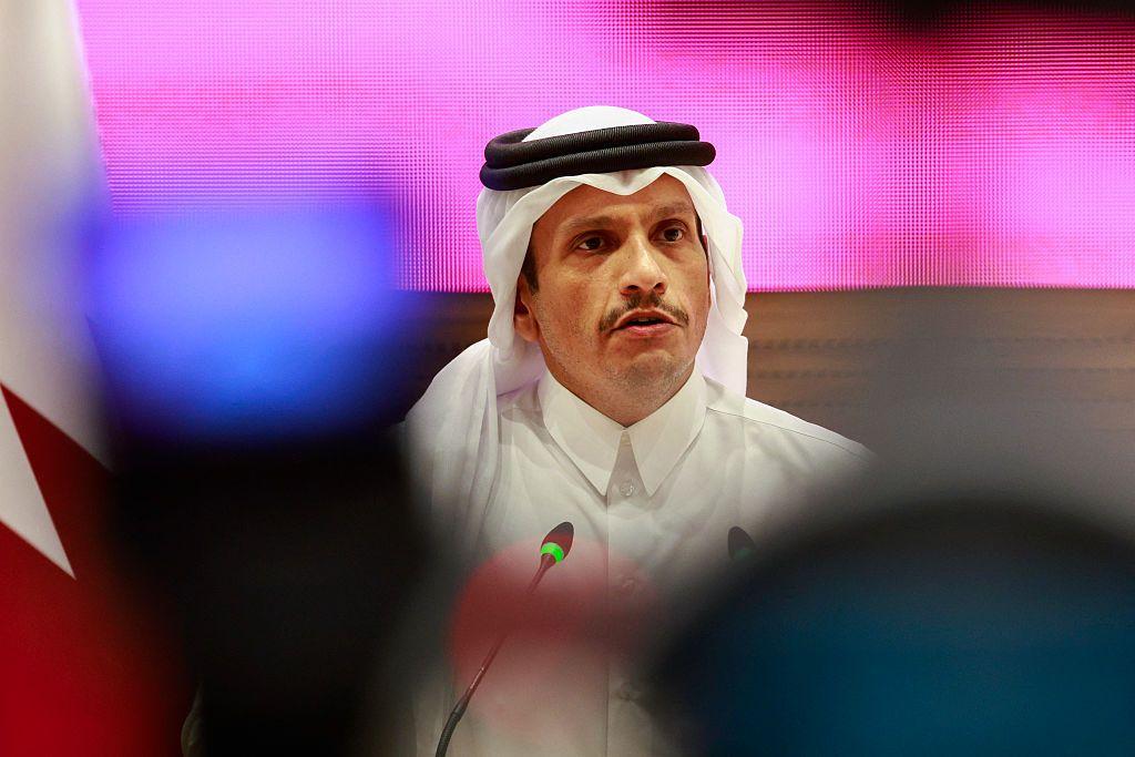El primer ministro de Qatar, Mohammed bin Abdulrahman al-Thani, en una rueda de prensa.