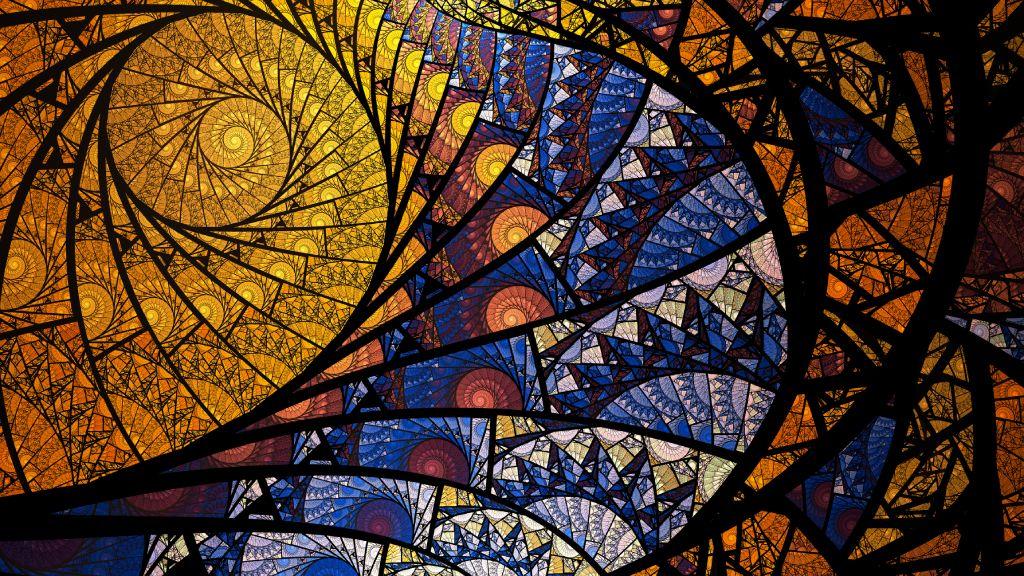 Fractales en espirales como vitral