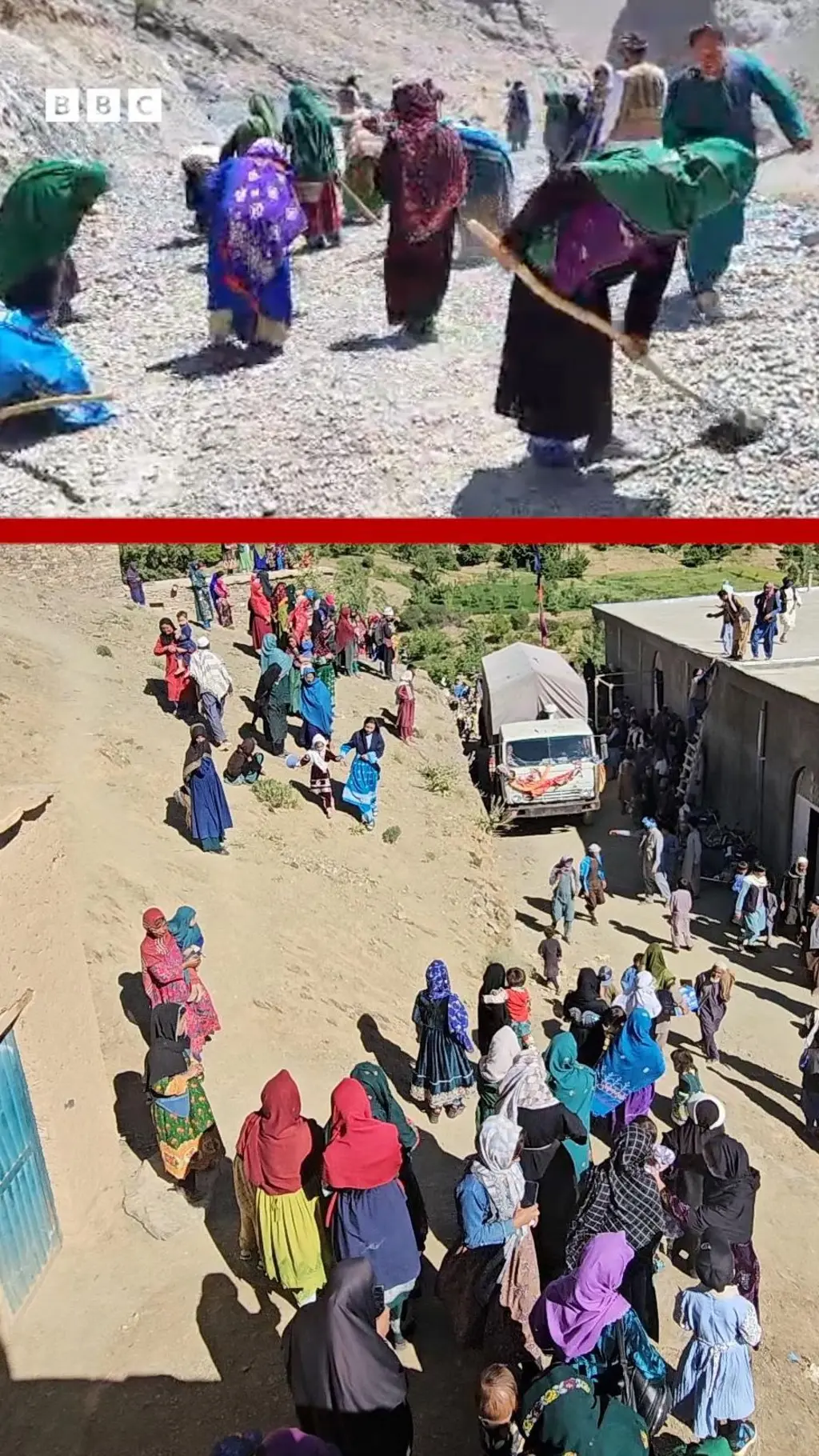 عبور اولین موتر از جاده کوهستانی که با مشارکت زنان در ارزگان ساخته شده است