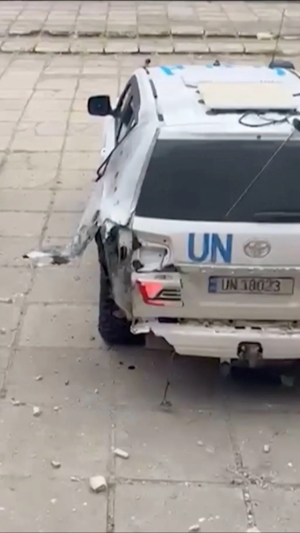 Автомобіль ООН, який постраждав від удару дрона