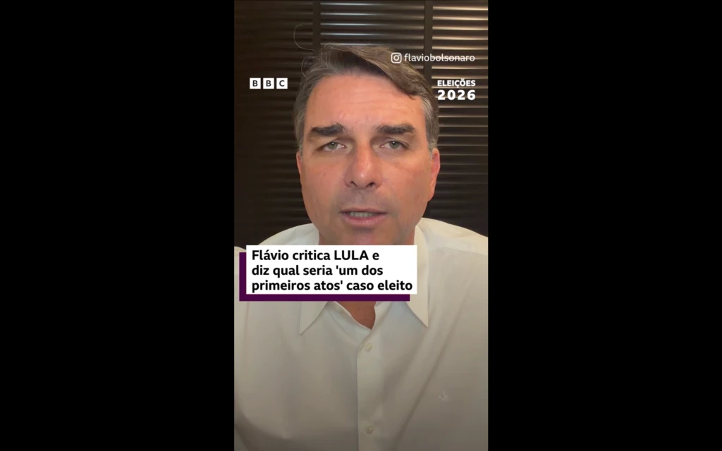 O senador Flávio Bolsonaro em vídeo publicado nas redes sociais às vésperas do debate na Band