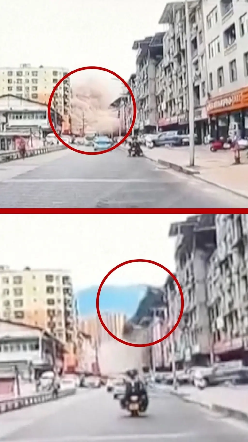 නාය යාමකින් ගොඩනැගිලි විනාශ වූ අයුරු